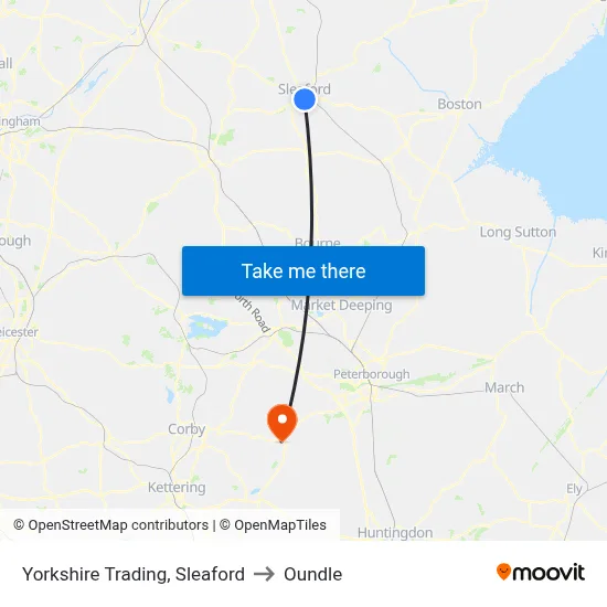 Yorkshire Trading, Sleaford to Oundle map