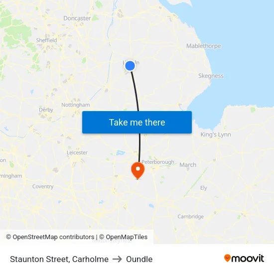 Staunton Street, Carholme to Oundle map