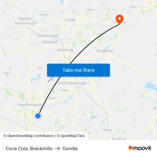 Coca Cola, Brackmills to Oundle map