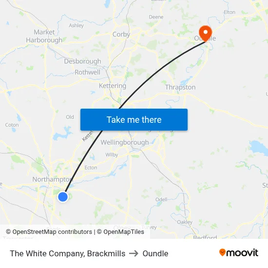 The White Company, Brackmills to Oundle map