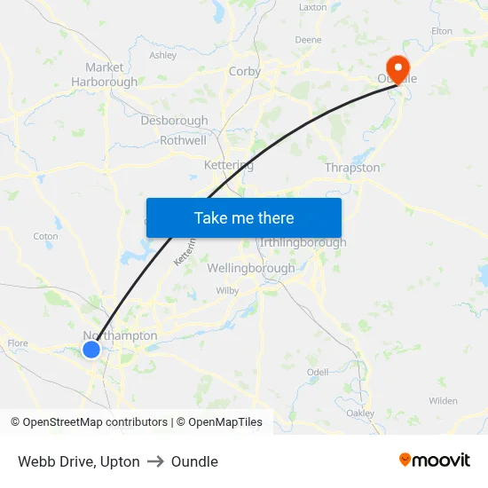 Webb Drive, Upton to Oundle map