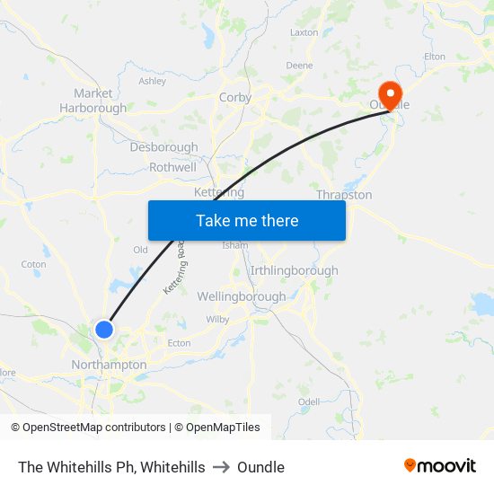 The Whitehills Ph, Whitehills to Oundle map