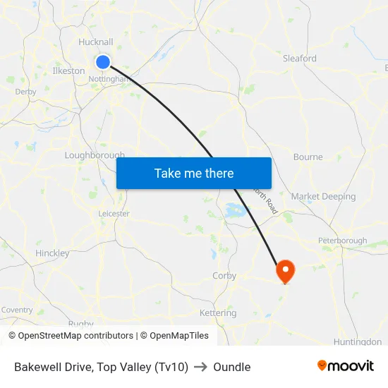 Bakewell Drive, Top Valley (Tv10) to Oundle map