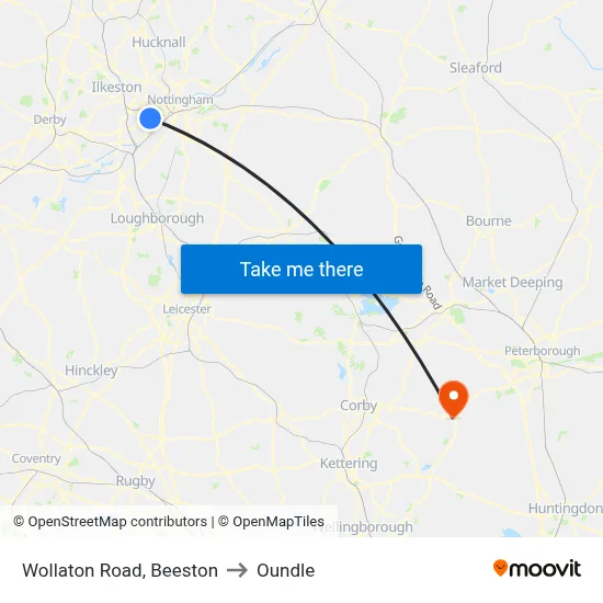 Wollaton Road, Beeston to Oundle map