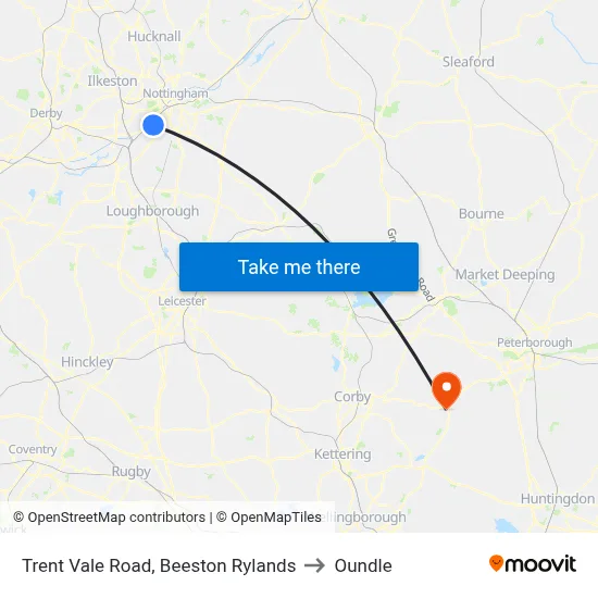 Trent Vale Road, Beeston Rylands to Oundle map