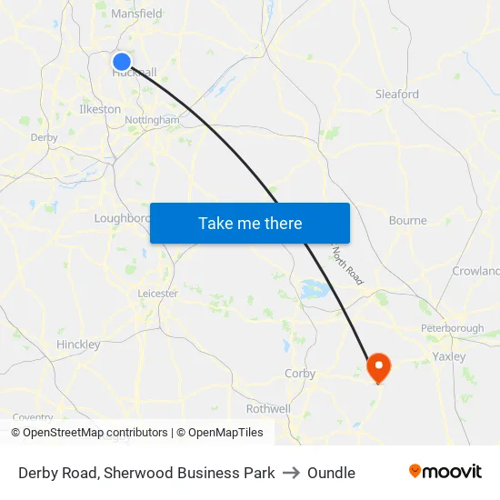 Derby Road, Sherwood Business Park to Oundle map