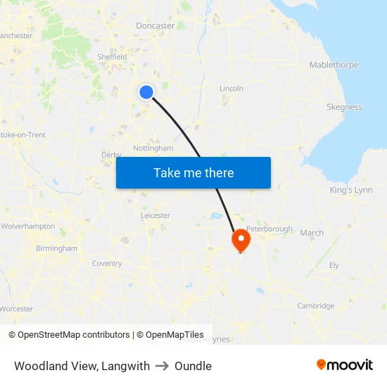 Woodland View, Langwith to Oundle map