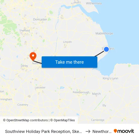 Southview Holiday Park Reception, Skegness to Newthorpe map