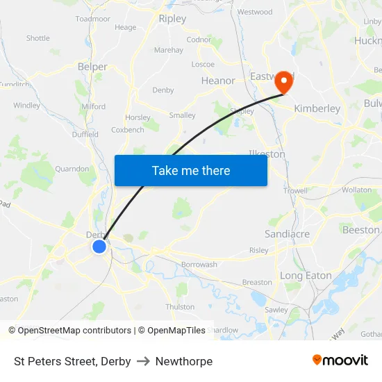 St Peters Street, Derby to Newthorpe map