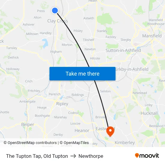 The Tupton Tap, Old Tupton to Newthorpe map