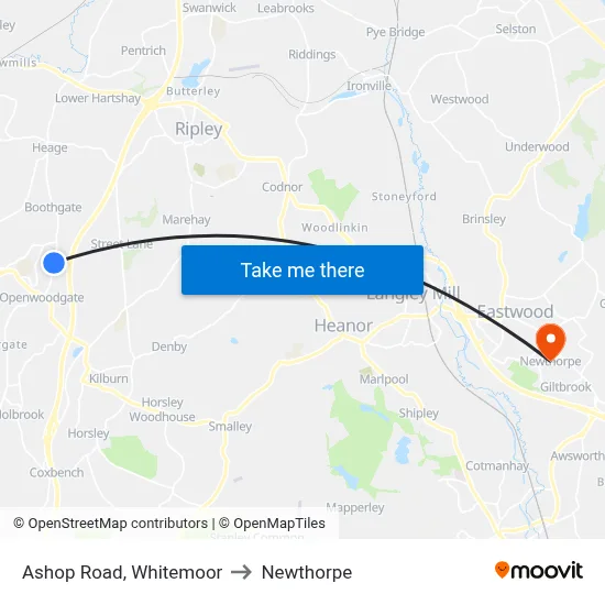 Ashop Road, Whitemoor to Newthorpe map