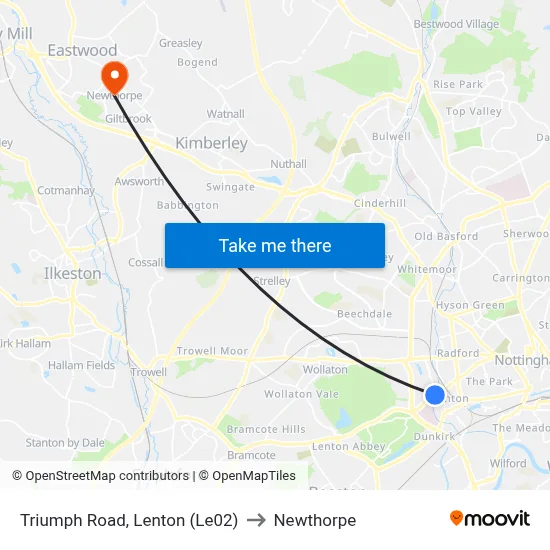 Triumph Road, Lenton (Le02) to Newthorpe map