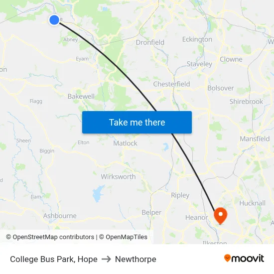 College Bus Park, Hope to Newthorpe map