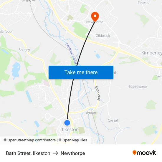 Bath Street, Ilkeston to Newthorpe map