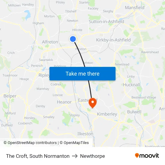 The Croft, South Normanton to Newthorpe map