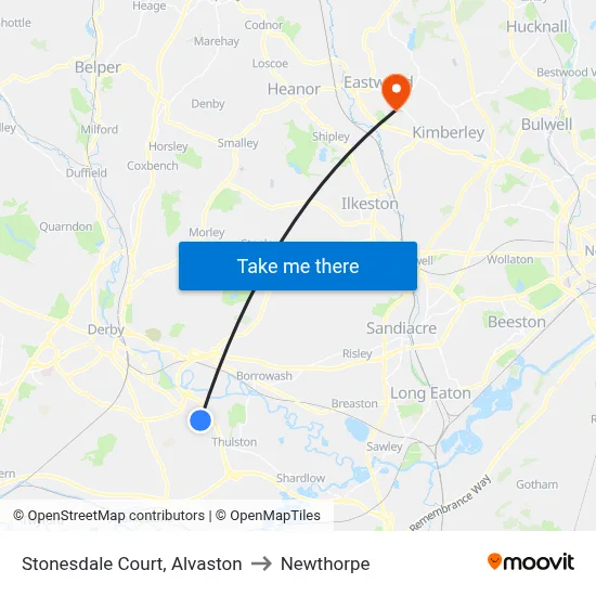 Stonesdale Court, Alvaston to Newthorpe map