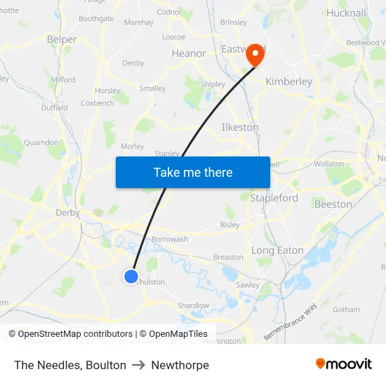 The Needles, Boulton to Newthorpe map