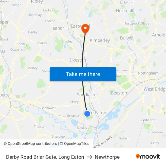 Derby Road Briar Gate, Long Eaton to Newthorpe map
