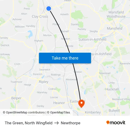The Green, North Wingfield to Newthorpe map