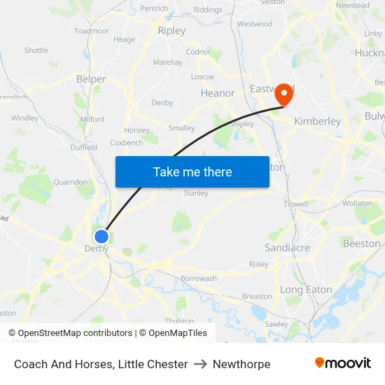 Coach And Horses, Little Chester to Newthorpe map