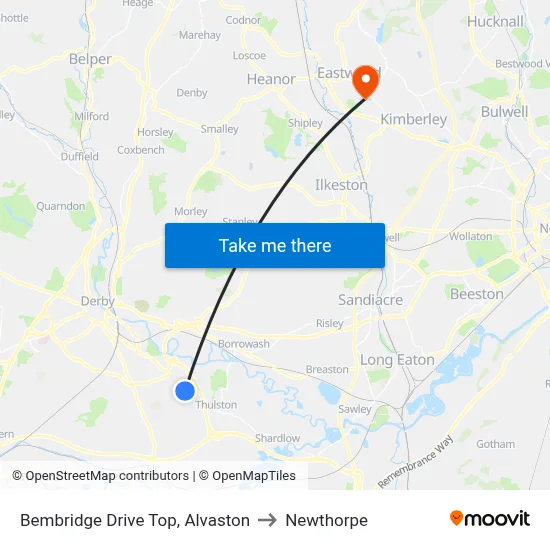 Bembridge Drive Top, Alvaston to Newthorpe map