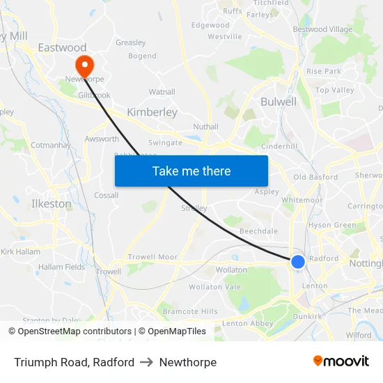 Triumph Road, Radford to Newthorpe map