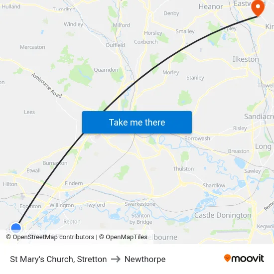St Mary's Church, Stretton to Newthorpe map