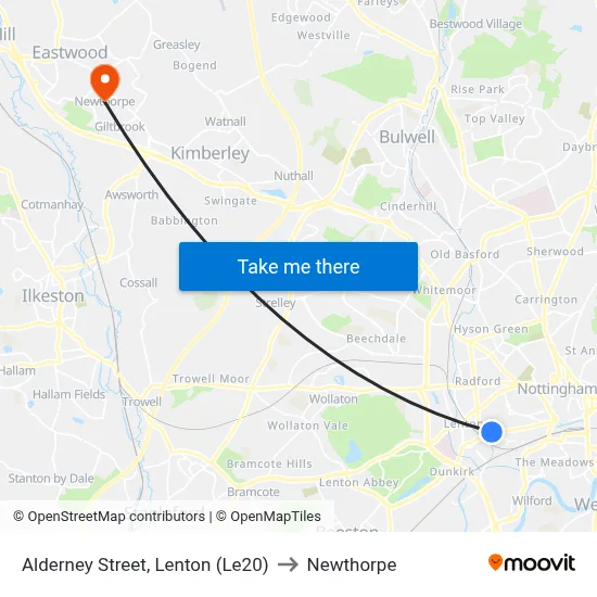 Alderney Street, Lenton (Le20) to Newthorpe map