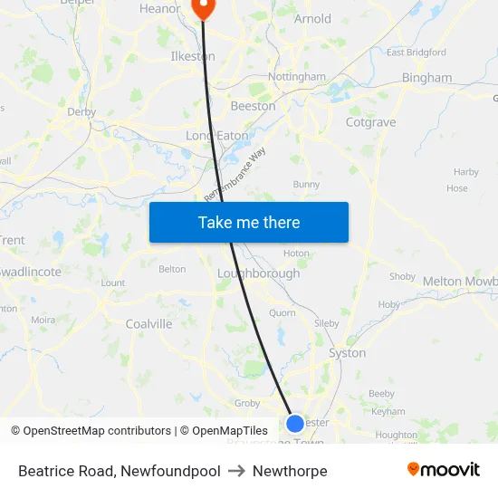 Beatrice Road, Newfoundpool to Newthorpe map