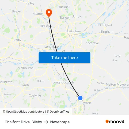 Chalfont Drive, Sileby to Newthorpe map
