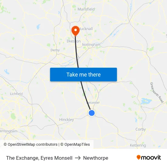 The Exchange, Eyres Monsell to Newthorpe map
