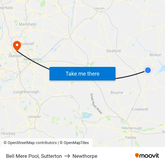 Bell Mere Pool, Sutterton to Newthorpe map