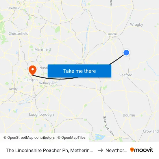 The Lincolnshire Poacher Ph, Metheringham to Newthorpe map