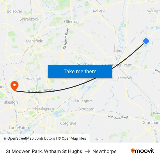 St Modwen Park, Witham St Hughs to Newthorpe map