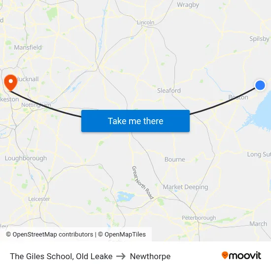 The Giles School, Old Leake to Newthorpe map