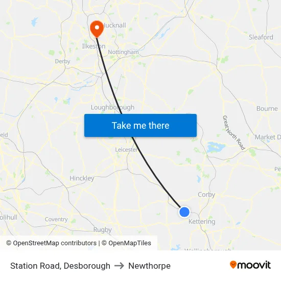 Station Road, Desborough to Newthorpe map