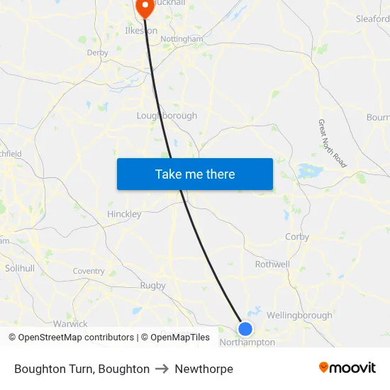 Boughton Turn, Boughton to Newthorpe map