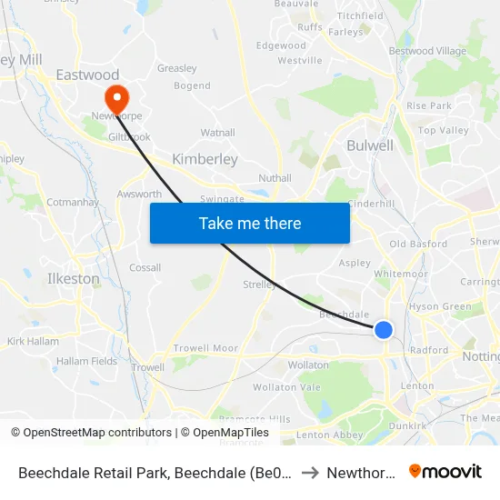 Beechdale Retail Park, Beechdale (Be01) to Newthorpe map