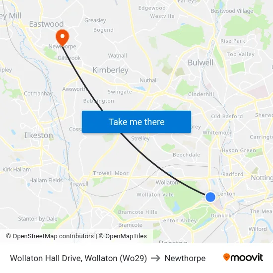 Wollaton Hall Drive, Wollaton (Wo29) to Newthorpe map