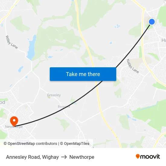 Annesley Road, Wighay to Newthorpe map