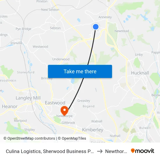 Culina Logistics, Sherwood Business Park to Newthorpe map