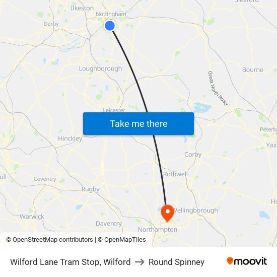 Wilford Lane Tram Stop, Wilford to Round Spinney map