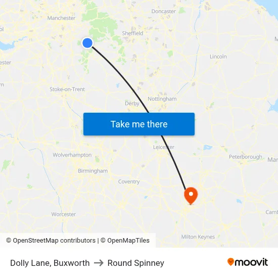 Dolly Lane, Buxworth to Round Spinney map