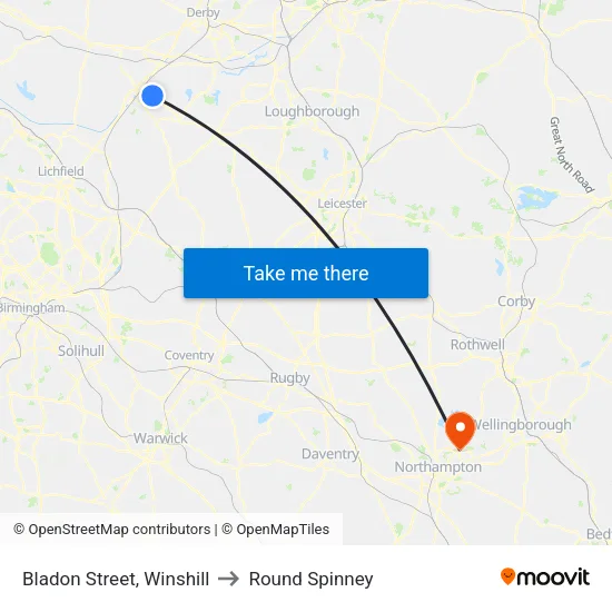 Bladon Street, Winshill to Round Spinney map