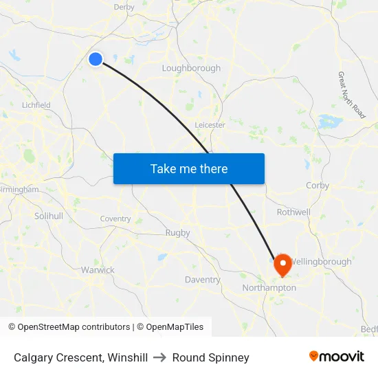 Calgary Crescent, Winshill to Round Spinney map