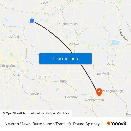 Newton Mews, Burton upon Trent to Round Spinney map