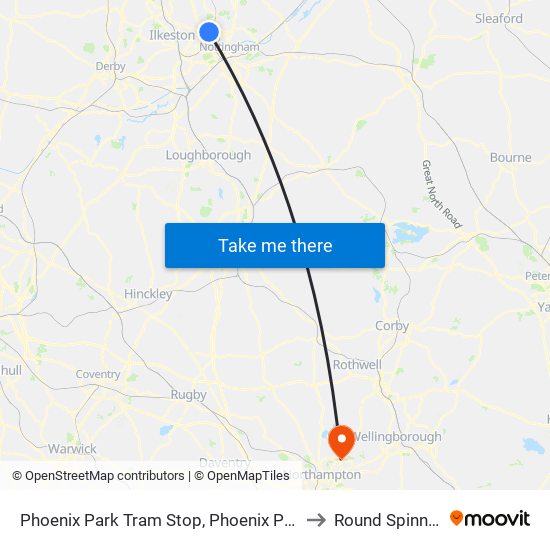 Phoenix Park Tram Stop, Phoenix Park to Round Spinney map