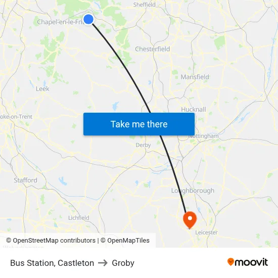 Bus Station, Castleton to Groby map