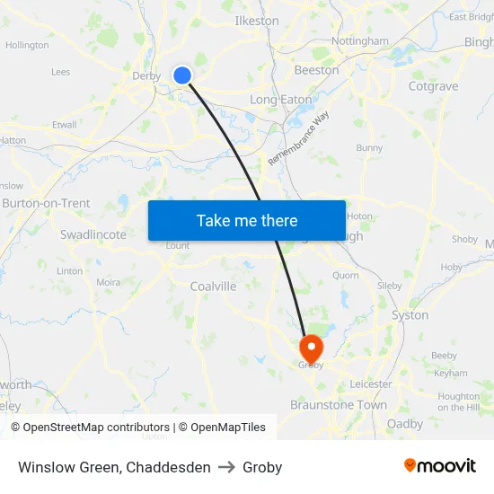 Winslow Green, Chaddesden to Groby map