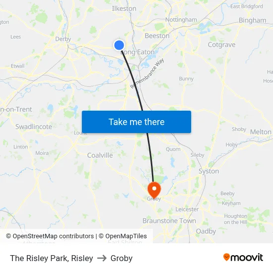 The Risley Park, Risley to Groby map